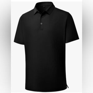 NEW DEOLAX Men’s Black Polo Golf Short Sleeve Classic Fit Seamless Shirt